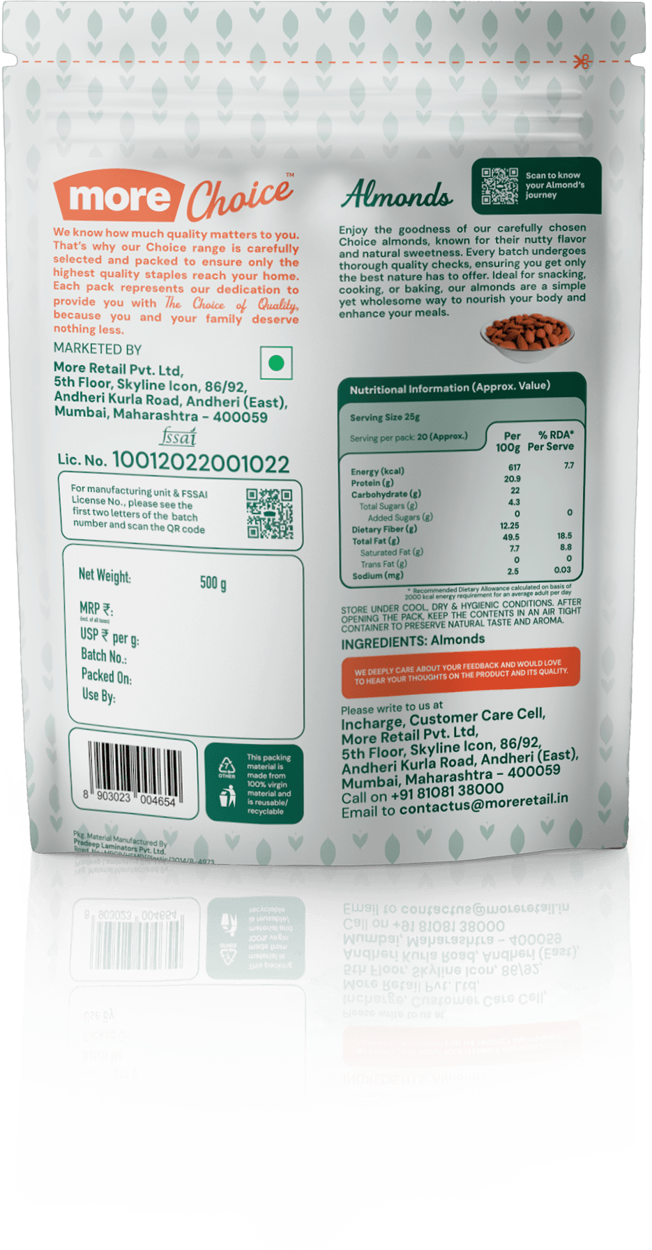 More Choice Almonds Back View