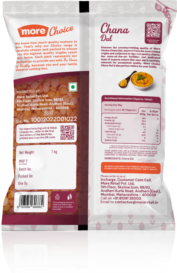 More Choice Chana Dal Back View