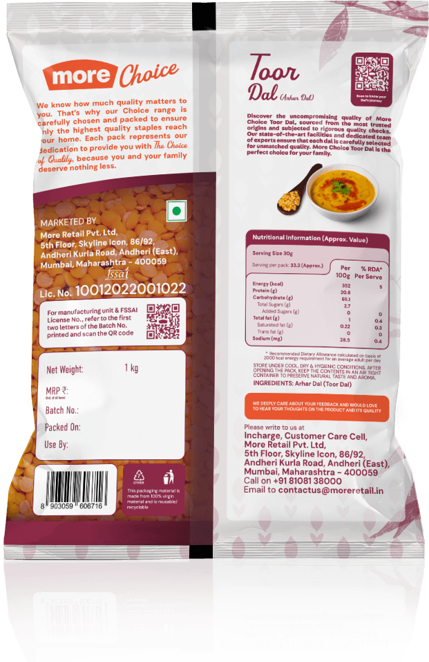 More Choice Toor Dal Back View