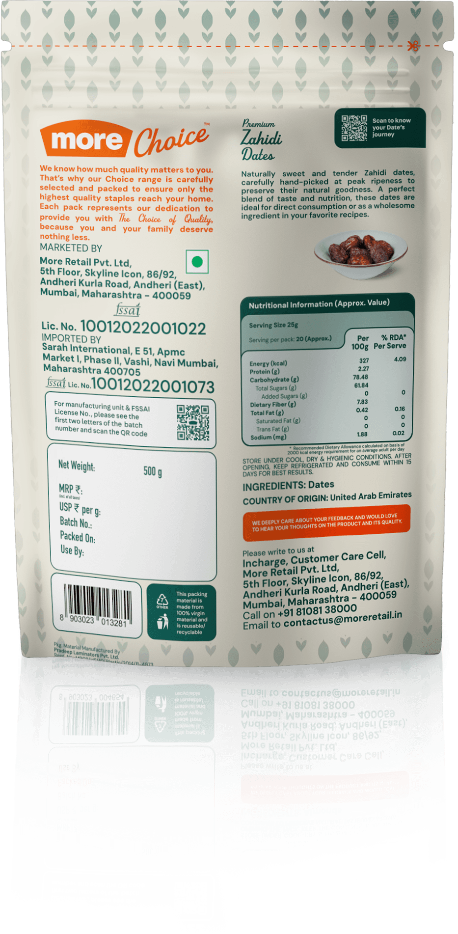 More Choice Zahidi Dates Back View