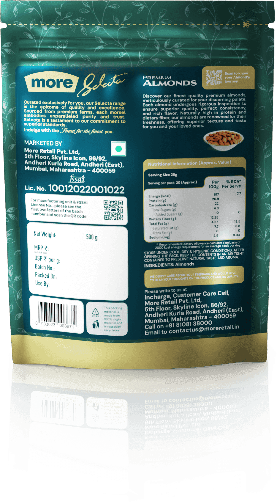 More Selecta Premium Almonds Back View